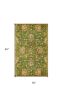 5' X 8' Green Red And Ivory Wool Floral Medallion Hand Tufted Area Rug