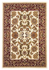 2' X 3' Ivory Red And Orange Floral Medallion Area Rug