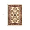 2' X 3' Ivory Red And Orange Floral Medallion Area Rug