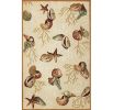 2' X 3' Beige Green And Brown Seashell and Coral Hand Tufted Area Rug