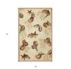 2' X 3' Beige Green And Brown Seashell and Coral Hand Tufted Area Rug