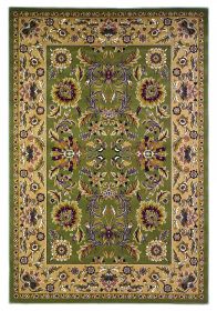 2' X 3' Green Taupe And Ivory Floral Medallion Area Rug