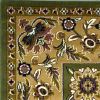 2' X 3' Green Taupe And Ivory Floral Medallion Area Rug