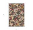 2' X 3' Taupe Red And Gray Floral Hand Tufted Area Rug