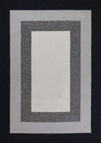 2' X 3' Black And Gray Geometric Hand Hooked Area Rug