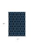 2' X 3' Navy Blue And Ivory Geometric Hand Hooked Area Rug