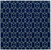 2' X 3' Navy Blue And Ivory Geometric Hand Hooked Area Rug