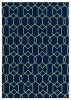 2' X 3' Navy Blue And Ivory Geometric Hand Hooked Area Rug