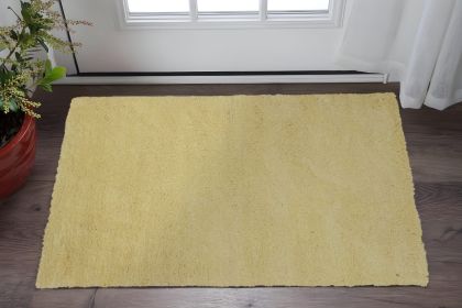 2' X 4' Canary Yellow Shag Hand Woven Area Rug