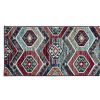 7' Red And Blue Geometric Runner Rug