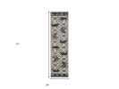 7' Ivory And Gray Woodland Lodge Runner Rug