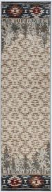 8' Beige Gray And Rust Southwestern Runner Rug