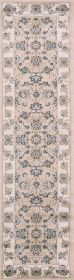 8' Beige And Ivory Floral Medallion Runner Rug