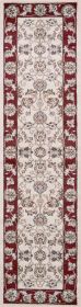 8' Ivory And Red Floral Medallion Runner Rug