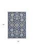 3' X 5' Blue And Ivory Floral Medallion Area Rug