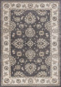 3' X 5' Gray And Ivory Floral Medallion Area Rug