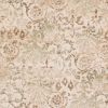 7' Ivory And Brown Floral Medallion Runner Rug