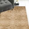 8' Beige And Tan Floral Medallion Runner Rug