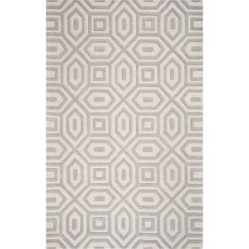 2' X 4' Gray And Ivory Wool Geometric Hand Tufted Area Rug