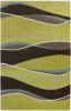 2' X 4' Lime Green Brown And Blue Wool Abstract Hand Tufted Area Rug