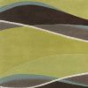 2' X 4' Lime Green Brown And Blue Wool Abstract Hand Tufted Area Rug