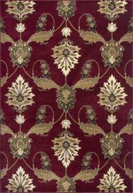 3' X 5' Red Beige And Brown Floral Vines Area Rug