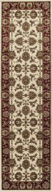 8' Red Ivory And Brown Floral Medallion Runner Rug