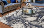 3' X 5' Blue And Gray Abstract Area Rug