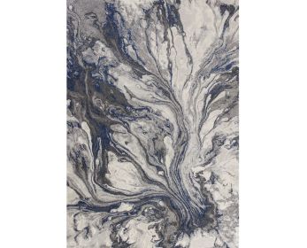 3' X 5' Blue And Gray Abstract Area Rug