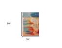 3' X 5' Blue Rust And Orange Abstract Area Rug