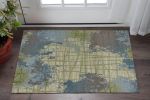 3' X 5' Blue and Green Abstract Area Rug