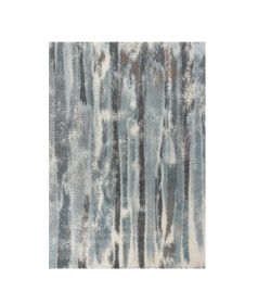 3' X 5' Teal Blue And White Abstract Area Rug