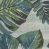 3' X 5' Beige Teal And Green Tropical Botanical Area Rug