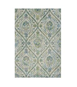 3' X 5' Green Ivory And Teal Medallion Area Rug