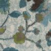 3' X 5' Teal Blue White And Green Floral Vines Area Rug