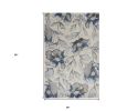 3' X 5' Ivory Blue And Gray Floral Vines Area Rug
