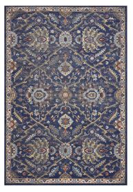 3' X 5' Royal Blue Gold And Gray Medallion Area Rug