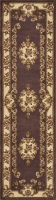 8' Plum And Ivory Floral Medallion Runner Rug