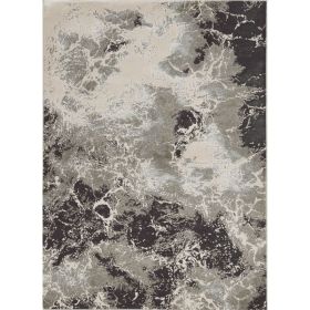 3' X 5' Silver And Black Abstract Area Rug