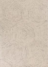 3' X 5' Sand And Beige Wool Geometric Hand Tufted Area Rug