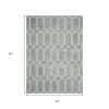 3' X 5' Slate Blue And Ivory Wool Geometric Hand Tufted Area Rug