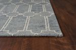 3' X 5' Slate Blue And Ivory Wool Geometric Hand Tufted Area Rug