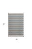 3' X 5' Ivory Light Blue And Gray Geometric Hand Hooked Worn/Fade Area Rug