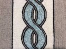 3' X 5' Ivory Light Blue And Gray Geometric Hand Hooked Worn/Fade Area Rug