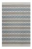 3' X 5' Ivory Light Blue And Gray Geometric Hand Hooked Worn/Fade Area Rug