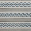 3' X 5' Ivory Light Blue And Gray Geometric Hand Hooked Worn/Fade Area Rug