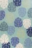 3' X 5' Turquoise And Ivory Botanical Leaves Hand Tufted Area Rug