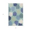 3' X 5' Turquoise And Ivory Botanical Leaves Hand Tufted Area Rug