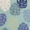 3' X 5' Turquoise And Ivory Botanical Leaves Hand Tufted Area Rug