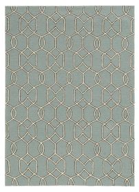 3' X 5' Green And Ivory Geometric Hand Hooked Area Rug